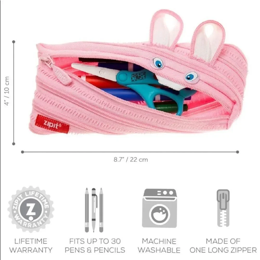 Zipit pink bunny zipper cosmetics case